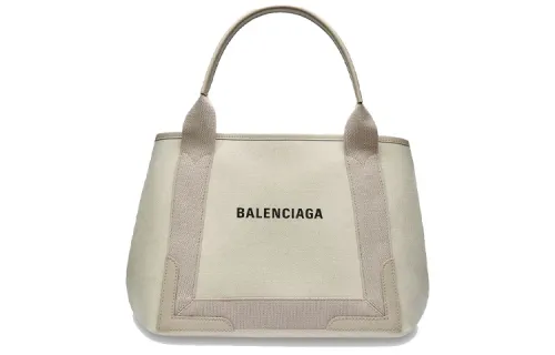 Balenciaga Cotton Canvas And Satin Calfskin Handbag Women's Beige
