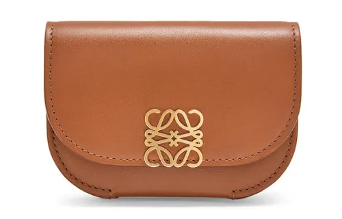 LOEWE Goya Smooth Cow Leather Card Holder Women's Brown