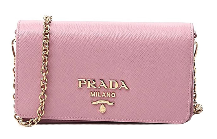 PRADA Brand Logo Cow Leather Crossbody Bag, Shoulder Bag Women's Pink