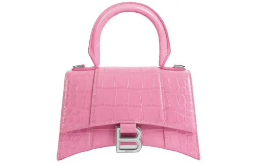 Balenciaga Hourglass Silver Tone Buckle Cow Leather Hourglass Bag, Handbag, Shoulder Bag, Crossbody Bag Small Women's
