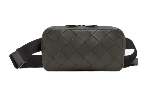 Bottega Veneta Zip Closure Woven Nappa Leather Fanny Pack Mini Men's Field Green