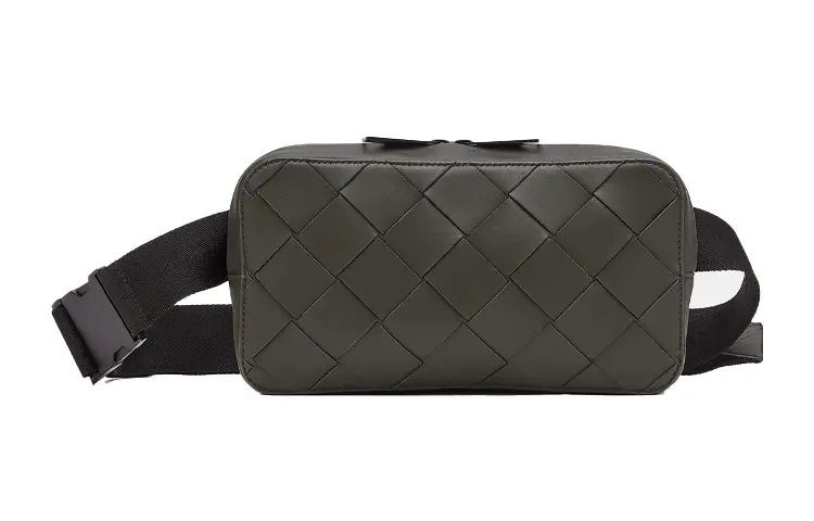 Bottega Veneta Zip Closure Woven Nappa Leather Fanny Pack Mini Men's Field Green