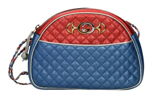 GUCCI Leather Crossbody Bag Women's Blue/Red