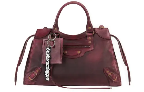Balenciaga Cow Leather Handbag Men's Burgundy