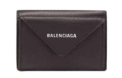Balenciaga Papier Cow Leather Wallet Mini Unisex Black