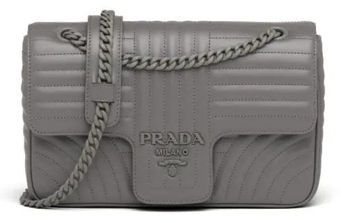 PRADA Cow Leather Shoulder Bag Women's Marble Gray
