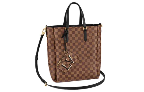 LOUIS VUITTON Belmont Cow Leather Canvas Checkerboard Shoulder Bag, Crossbody Bag, Handbag Large Women's Brown Monogram