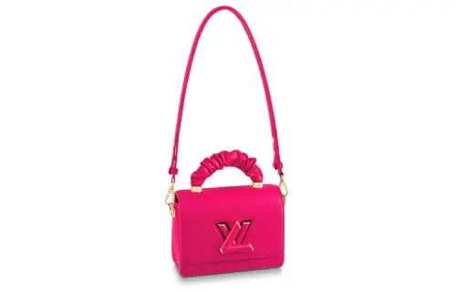 LOUIS VUITTON Twist Leather With Smooth Calfskin Handbag, Shoulder Bag, Crossbody Bag Small Women's Cherry Red