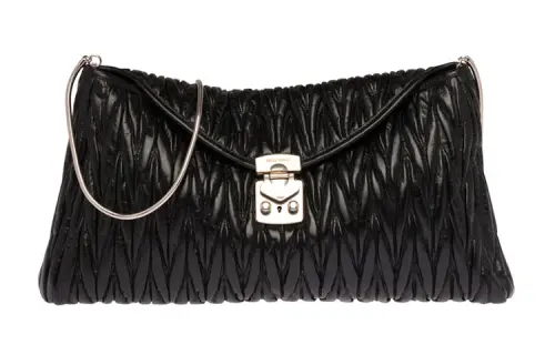 MIU MIU Matelassé Leather Handheld Shoulder Bag, Crossbody Bag Regular Women's Black