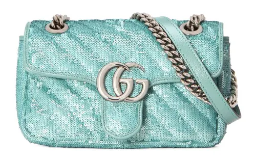 GUCCI Quilting Reflective Pieces Shoulder Bag, Crossbody Bag Small Women's Light Blue