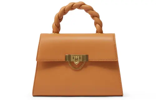 CHARLES&KEITH PU Polyurethane One Shoulder Handbag Small Women's Beige/Black/Orange