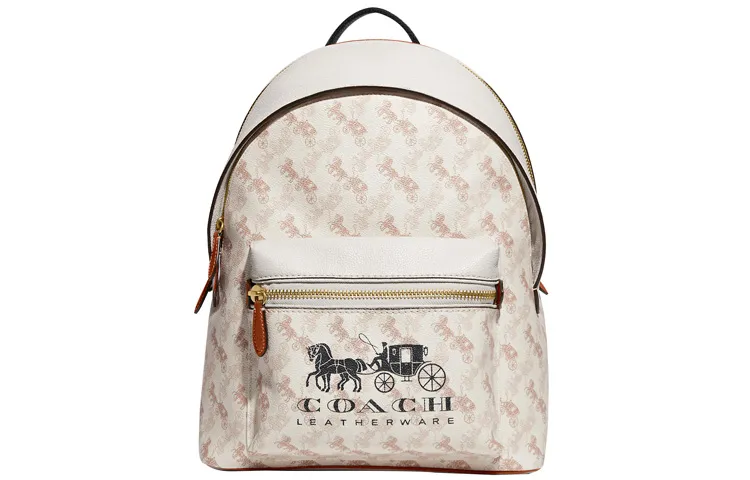 COACH Charter Coated Canvas With Leather Backpack Backpacks Large Women's Chalk White