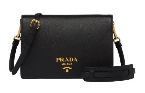 PRADA Cahier Nylon With Leather Shoulder Bag, Crossbody Bag Women's Black