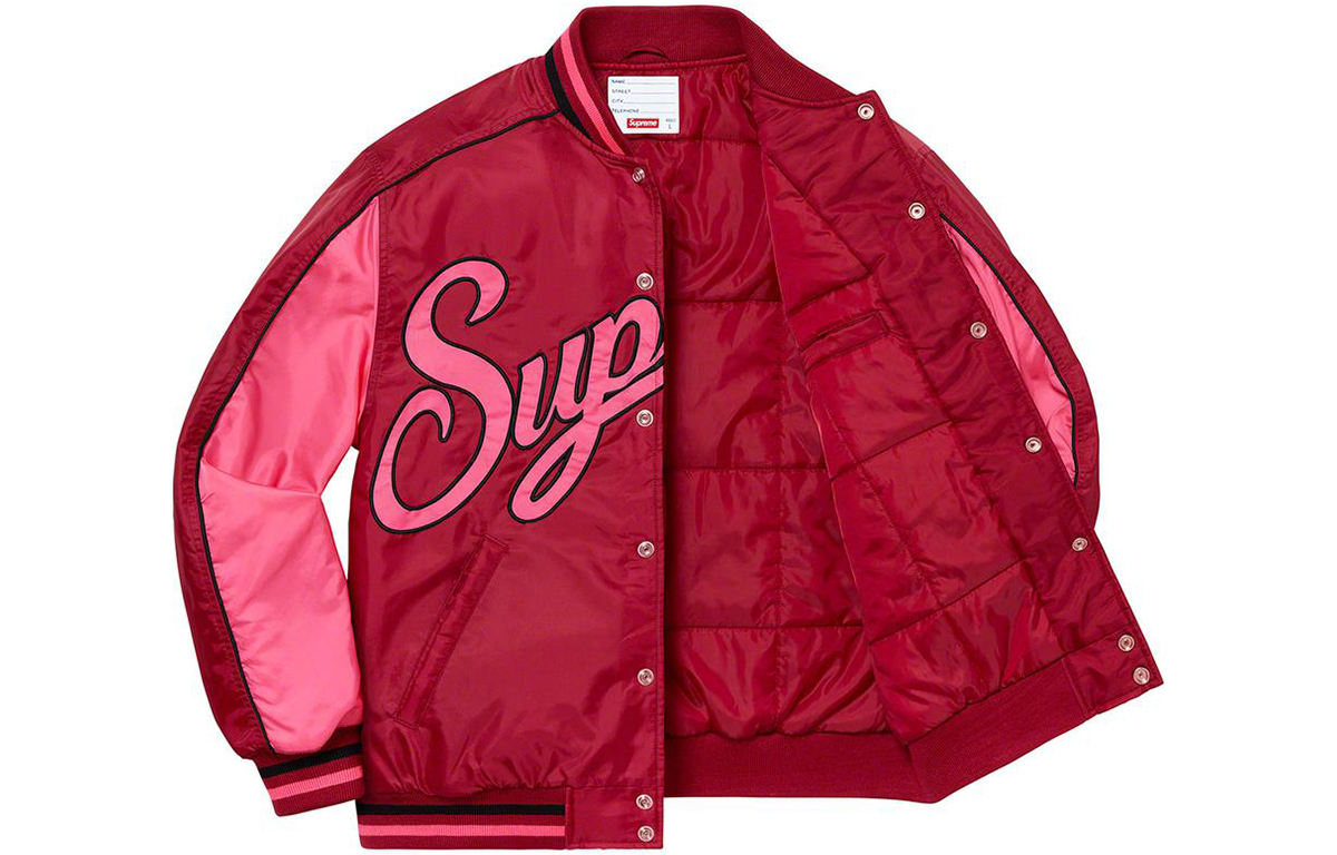 Куртка Supreme FW20 College Baseball Jacket (черно-белая) — фото 3