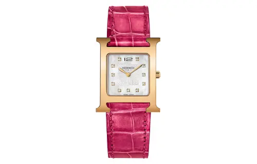 HERMES Heure H Wrist Watches Quartz Movement Genuine Leather Strap Mother of Pearl Color Watch Dial Women's Watch