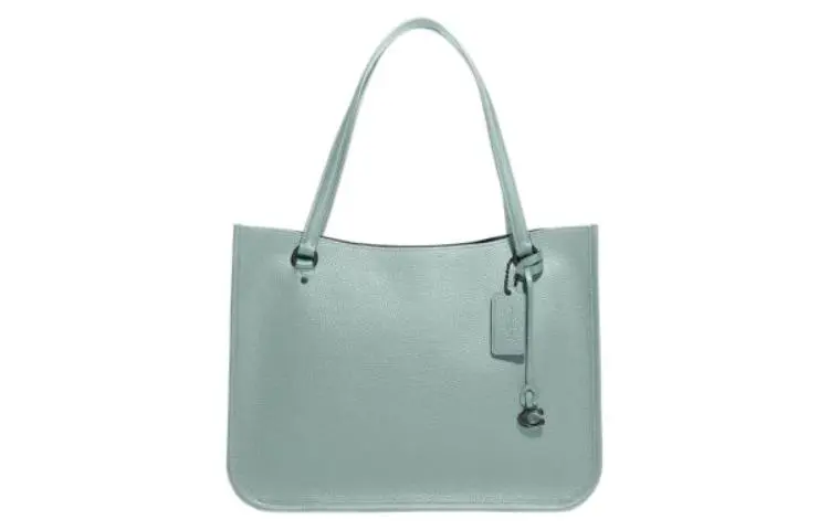 COACH Tyler Pebbled Leather Tote Bag, Shopping Bag, Portable Crossbody Bag, Shoulder Bag Medium Women's Aqua Blue
