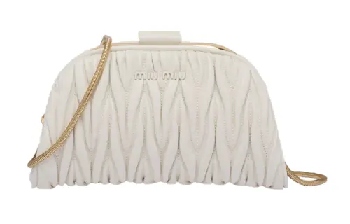 MIU MIU Matelassé Soft Sheep Leather Handbag, Shoulder Bag Women's White