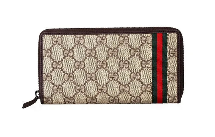 GUCCI Canvas With Leather Wallet, Wallet Regular Men's Ebony/Brown