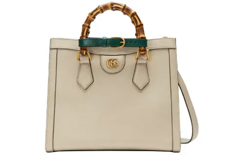 GUCCI Diana Leather Shoulder Bag, Crossbody Bag, Handbag Women's Beige Gray
