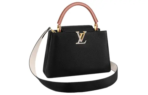 LOUIS VUITTON Capucines Cow Leather Capison One Shoulder Crossbody Handheld Medium Women's Black