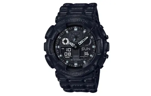 CASIO Men Liquid Crystal/Analog Dual Display Series Black Watch GA-100BT-1AER