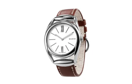 GUCCI Horsebit Wrist Watches Quartz Movement Genuine Leather Strap White Dial Women's Watch ['50', 149262]m Waterproof