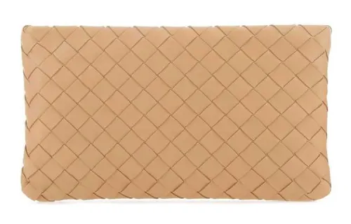 Bottega Veneta Casual Calfskin Beauty Case Clutch Unisex Apricot
