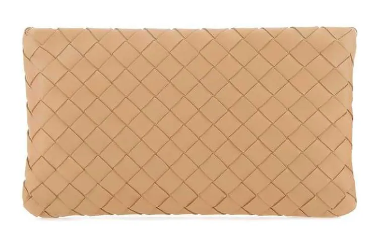 Bottega Veneta Casual Calfskin Beauty Case Clutch Unisex Apricot