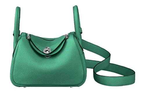 HERMES Lindy Taurillon Clemence Cow Leather Handbag 19 Women's 6W Menthe Mint Green