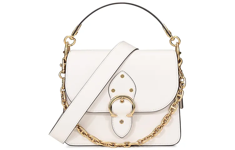 COACH Beat Leather One Shoulder Handbag Medium Women's Pink White