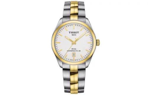 TISSOT PR100 Collection Automatic Mechanical Movement Men's Watch 39mm White Dial Stainless Steel Case