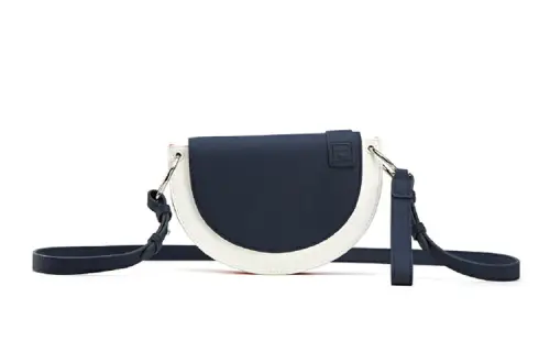 FILA Polyurethane Saddle Bag, Crescent Bag, Shoulder Bag, Crossbody Bag Regular Women's White & Blue