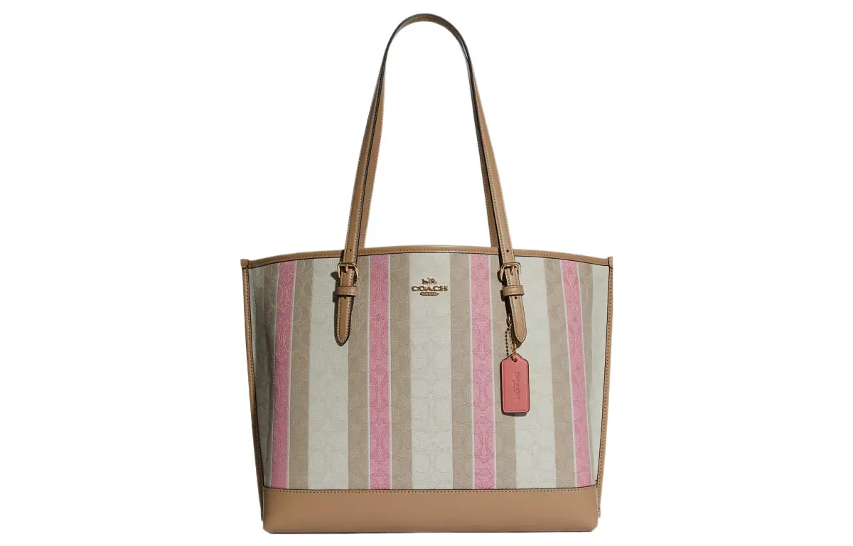 COACH Mollie Fabric With Leather Strips Tote Bag, Shopping Bag, Shoulder Bag, Crossbody Bag, Handbag 33 Women's