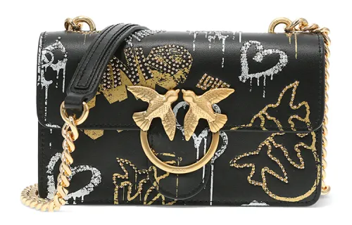 PINKO Leather Small Square Bag, Swallow Bag, Crossbody Bag, Shoulder Bag Women's