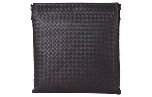 Bottega Veneta Woven Sheepskin Crossbody Bag Small Men's Gray