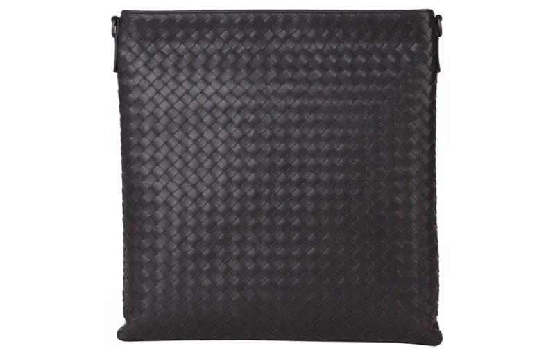 Bottega Veneta Woven Sheepskin Crossbody Bag Small Men's Gray