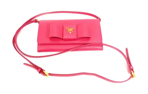 PRADA Saffiano Cross Grain Cow Leather Wallet Women's Pink