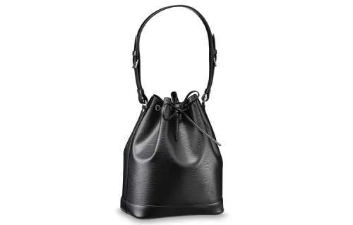 LOUIS VUITTON Cow Leather Bucket Bag Women's Black