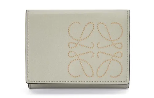 LOEWE Calfskin Card Holder Women's Light Green/Dark Gold