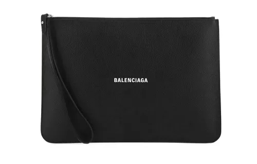 Balenciaga Cow Leather Clutch Regular Men's Black