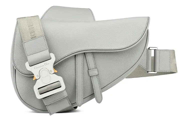 DIOR Saddle Grained Calfskin Saddle Bag, Sling Bag, Shoulder Bag, Crossbody Bag Men's Gray