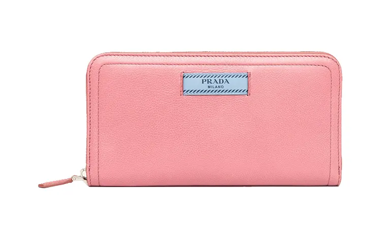 PRADA Long Cow Leather Wallet Women's Pink