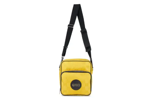 GUCCI Off The Grid Nylon With Leather Shoulder Bag, Crossbody Bag Unisex Yellow & Black