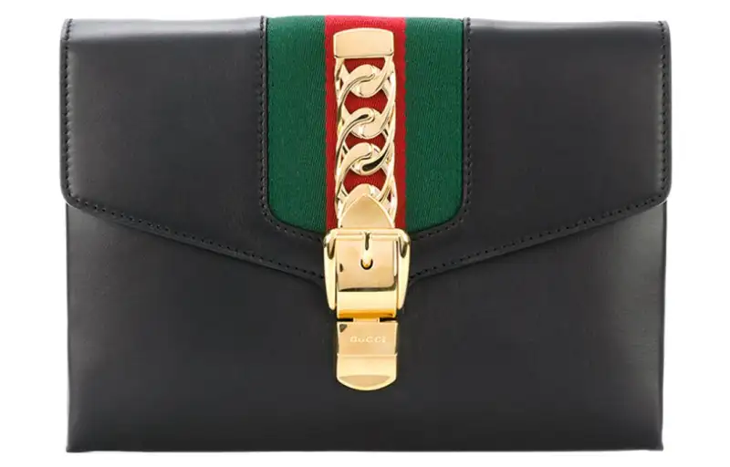 GUCCI Leather Clutch Women's Black
