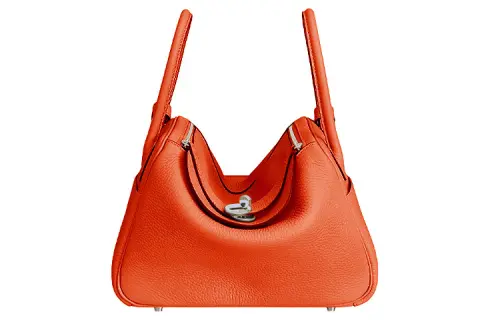 HERMES Lindy Taurillon Clemence Cow Leather Handbag Regular 26 Women's 9J Feu Flame Orange