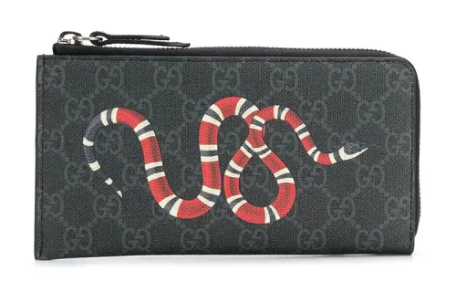 GUCCI Polyurethane With Canvas Wallet Men's Black Gray