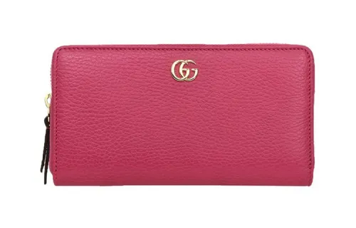 GUCCI Marmont Leather Wallet Women's Rose Red