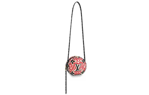 LOUIS VUITTON Coated Canvas With Cow Leather Trim Shoulder Bag, Crossbody Bag Small Women's Black/Red