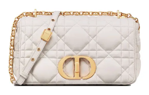 DIOR Caro Calfskin Handbag, Shoulder Bag Women's White