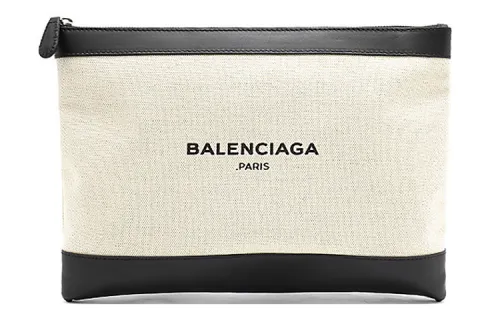 Balenciaga Zip Closure Canvas Bag Clutch Regular Women's White